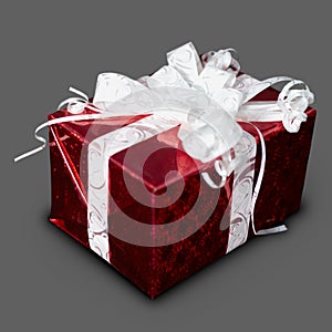 Gift in red box with a ribbon