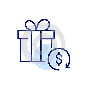 Gift return with money refund. Store shipment service. Pixel perfect icon