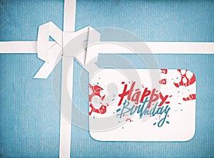 Gift ribbon and bow with Happy birthday lettering