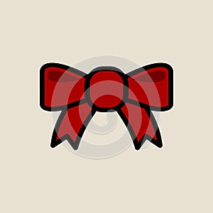 Gift ribbon icon simple flat style Christmas symbol
