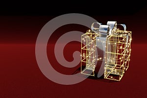 gift with ribbon on red velvet - 3D Illustration