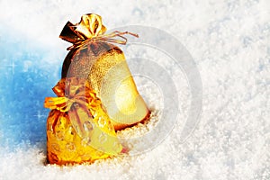 Gift sacks on a white snow