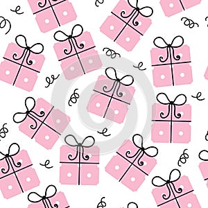 Gift seamless texture. Gifts background. Celebratory background. Vector illustration photo