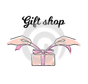 Gift shop logo illustration vector