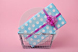 Gift in a shopping basket