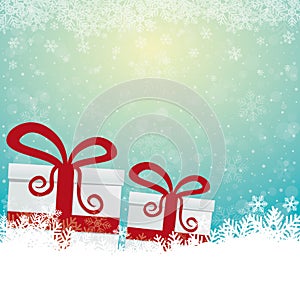 Gift snow stars blue white background