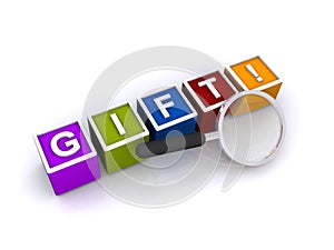 Gift spelled in blocks