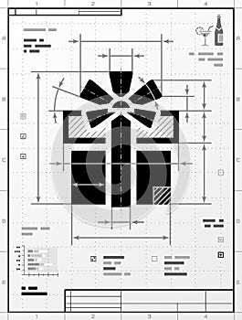 Gift symbol as technical drawing