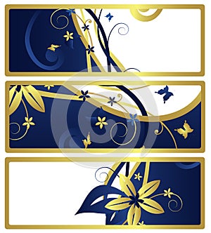 Gift tags or banners with floral design, vector