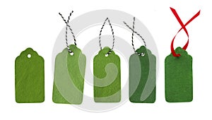 Gift tags of green colors.