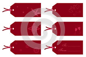 Gift tags in red