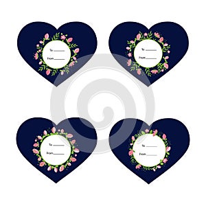 Gift tags set TO  FROM. Valentines day  wedding  birthday congratulation.