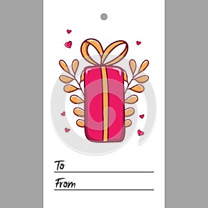 Gift tags for Valentine\'s Day and holidays. Cards for goods with love. Gift, floral ornament, heart