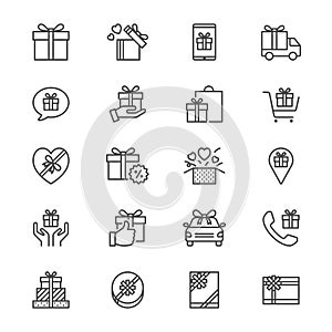 Gift thin icons