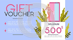 Gift voucher for beauty center concept. Beauty salon voucher for procedure.