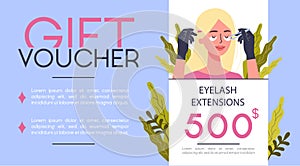 Gift voucher for beauty center concept. Beauty salon voucher for procedure.