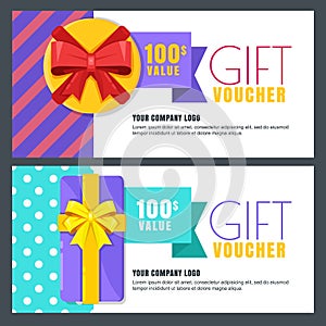 Gift voucher, certificate or coupon vector design layout. Discount banner or holidays greeting card template.