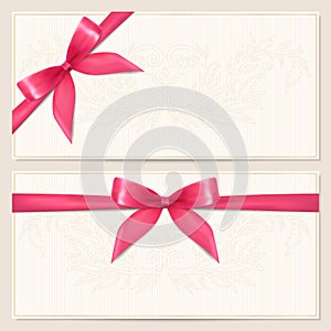 Gift Voucher / coupon template with bow (ribbons) photo