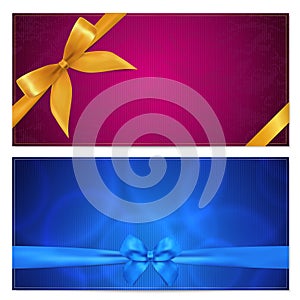 Gift Voucher / coupon template. Bow (ribbons) photo