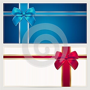 Gift Voucher / coupon template. Bow (ribbons)