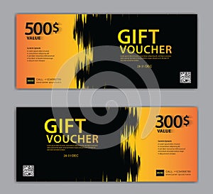 Gift voucher design on black background, Discount Voucher template, discount card, coupon, certificate, Labe, Sale banner, headers