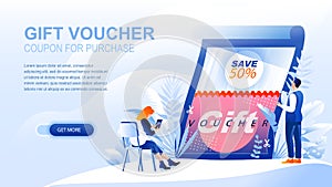 Gift voucher flat landing page with header