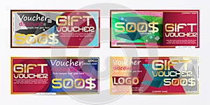 Gift voucher gold template colors certificate. Background design