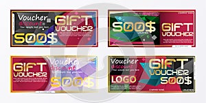 Gift voucher gold template colors certificate. Background design