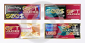 Gift voucher gold template colors certificate. Background design