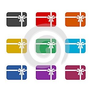 Gift voucher money check icon. Set icons colorful