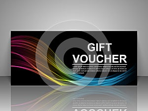 Gift voucher template. Abstract futuristic wave background