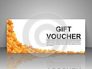 Gift voucher template with autumn background.