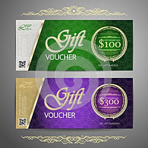 Gift voucher template with colorful pattern,cute gift voucher certificate coupon design template,Collection gift