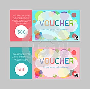 Gift voucher template with colorful pattern,cute gift voucher certificate coupon design template, kids voucher Vector illustration