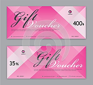 Gift Voucher template, Sale banner, coupon design,ticket, Horizontal  layout, discount cards, headers, website, Pink background