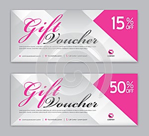 Gift Voucher template, Sale banner, coupon design,ticket, Horizontal layout, discount cards, headers, website, Pink background