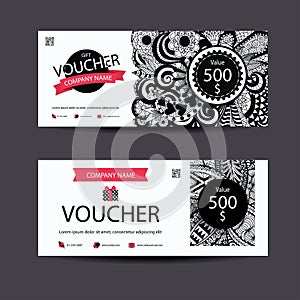 Gift voucher template zentangle style for spa,beauty,fashion business and so on.