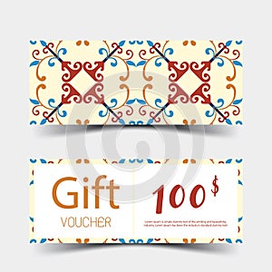 Gift vouchers set. Colorful design, on white background.