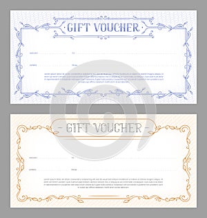 Gift vouchers templates with ornate frames.