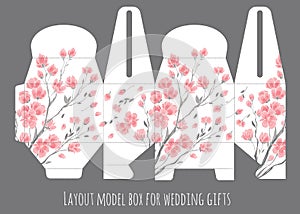 Gift wedding favor box template with nature pattern