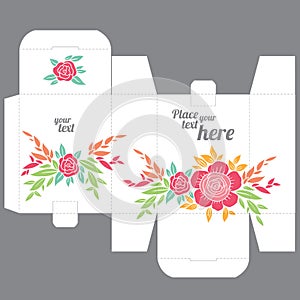 Gift wedding favor die box design template with nature pattern