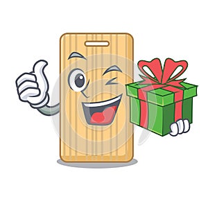 With gift wooden cutting board mascot cartoon