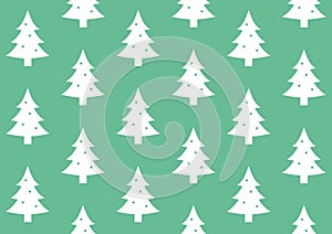 Gift Wrap Christmas Tree on Green Background Pattern