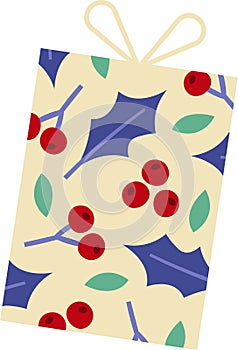 Gift Wrap with Holly Pattern
