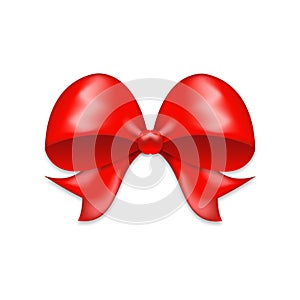 Decorative red bow on a white background. Festive decoration. Vector illustration photo