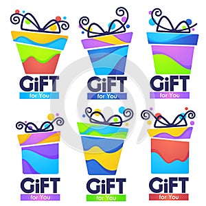 Gift for you, abstract vector present box for your congratulation banner design and greeting cards