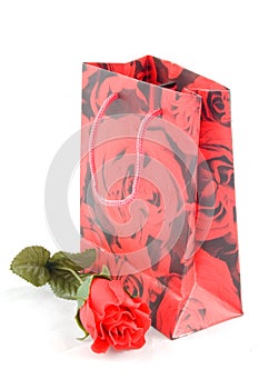 Giftbag with red rose