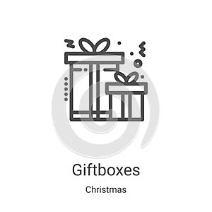 giftboxes icon vector from christmas collection. Thin line giftboxes outline icon vector illustration. Linear symbol for use on