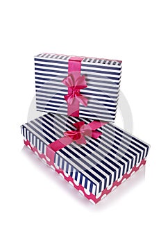 The giftboxes isolated on the white background