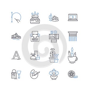 Gifted pursuit line icons collection. Excellence, Talent, Skill, Intelligence, Potential, Creativity, Ingenuity vector photo